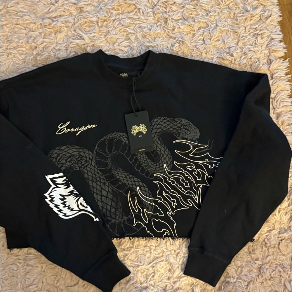 Corazón   SHE  Black Snake Graphic Crewneck Sweater